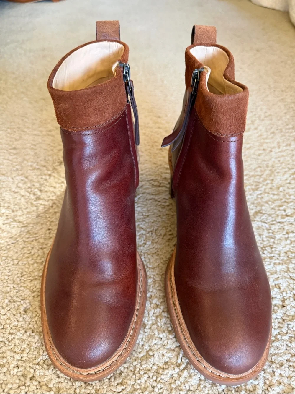 Clarks Women's Brown Leather Block Heel Ankle Booties